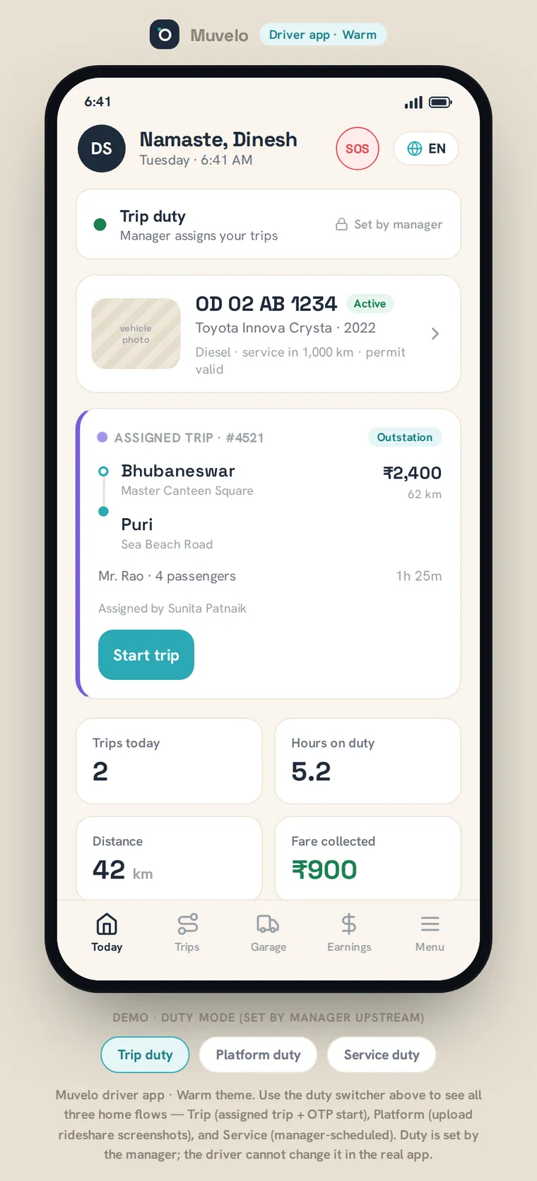 Muvelo voice-first driver app on a phone